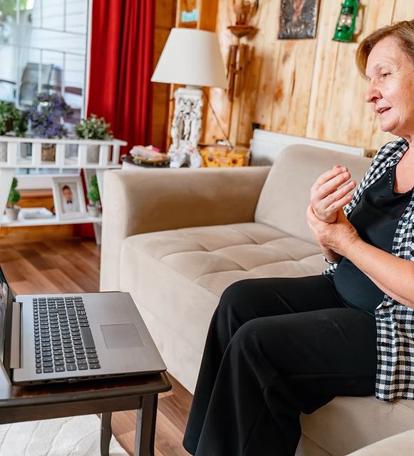 Patient joining a secure telehealth psychiatry visit from home